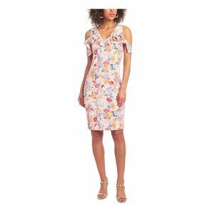 RACHEL RACHEL ROY Womens Flutter Sleeve V Neck Above The Knee Party Sheath Dress